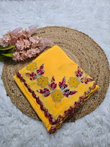 *Handmade Saree**Saree fabric*:- *PURE Chinon**Wor