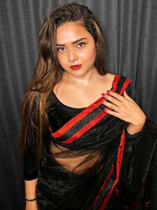 Black Saree With Unstitched blouse