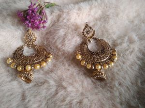 Gold And Pearl Chandbali Earrings