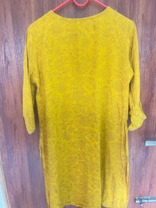 Yellow Printed Kurta