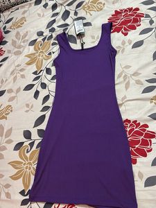 Purple Ribbed Mini Dress