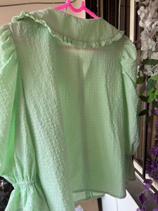 Mint Green Ruffled Blouse