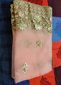 Peach Golden Party wear Dupatta