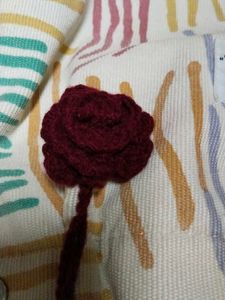 HANDMADE BAG CHARM Burgundy Crochet Rose