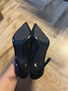 Mango Black Pointed Satin Heels
