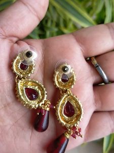 Red Gemstone Drop Earrings