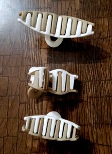 White &amp; Brown Hair Clips - Pair Of Three