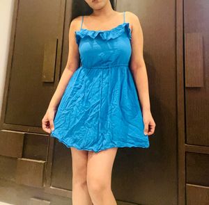 H&amp;M Blue Frill Dress