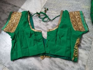Emerald Green &amp; Gold Embellished Saree