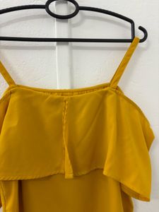 Off Shoulder Yellow Ruffle Top