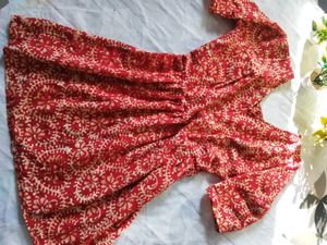 Red &amp; Beige Printed Dress