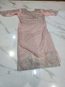 Elegant Pink Embroidered Kurta 3psc Set xxl