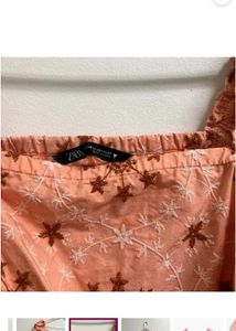 Zara Embroidered Voluminous Puff Sleeve Crop Top B