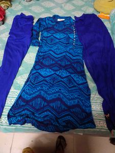 Blue Printed Kurta Set