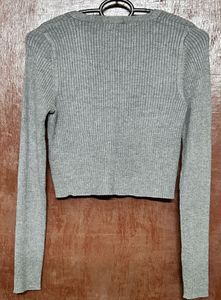 Cropped Gray Cardigan