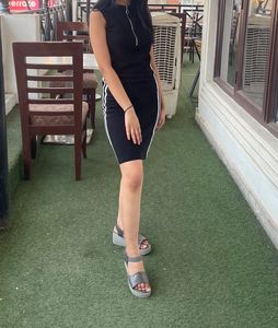 Black Dress with White Stripes