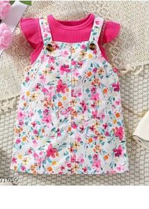 BABY GIRL FLORAL PINK DUNGAREE