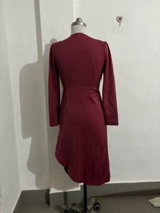 Burgundy Ruched Bodycon Dress
