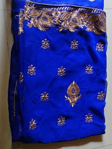 Royal Blue Embroidered Saree