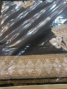 Elegant Black &amp; Gold Embroidered Saree