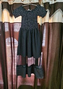 Black Polka Dot Smocked Maxi dress