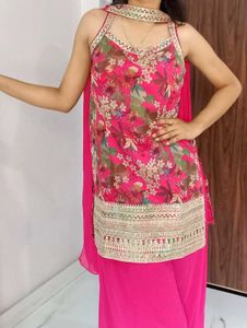 Brand New Heavy Rose Pink Sharara Set