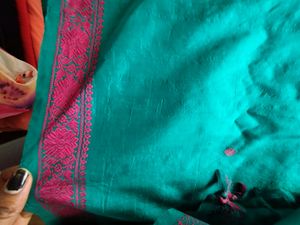 Sea Green And Pink Handloom Saree (Women&#39;s)