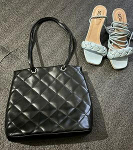 Y2k Rhombus Detailed Black Shoulder Bag