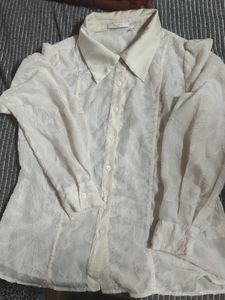 Cream Shirt With Flower Print