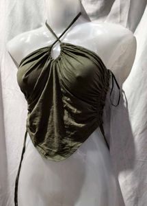 21112.Olive Halter Top
