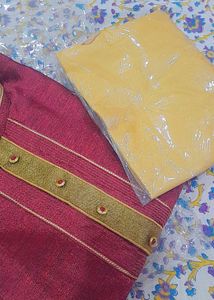 Maroon &amp; Gold Kurta Set