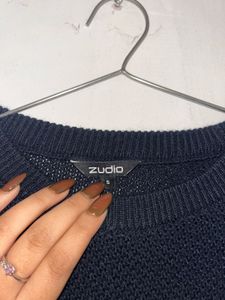 Navy Blue Zudio Knit Sweater (Size S)