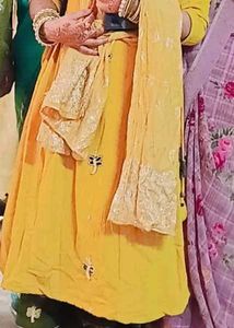 Yellow Embroidered Kurti With Dupatta