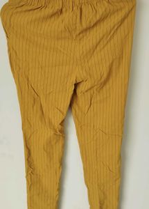 Women's Striped Mustard Trousers