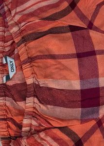 Only Plaid Off-Shoulder Top