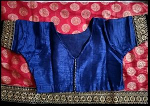 Red Wedding And Festive Saree With Stiched Blouse