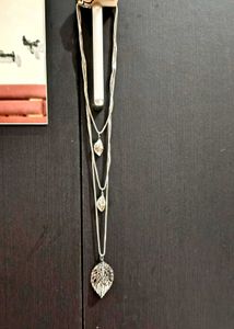 Silver Layered Leaf Necklace. Brand New , Unused