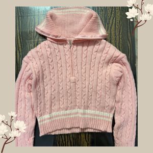 Pink Knit Cropped Sweater