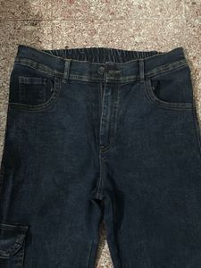 Dark Wash Denim Cargo Joggers