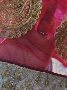 Net Saree.... In Two Colour Mix.. Red &amp; Blue ..