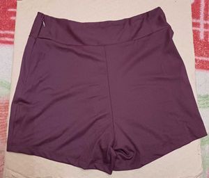 Sleeveless Ribbed Wine Crop Cami Top with Short