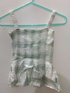 Green Plaid Sleeveless Top