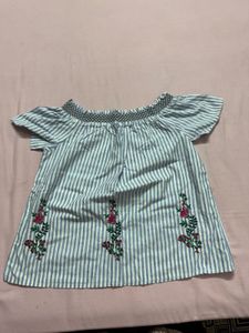 Striped Floral Off-Shoulder Top