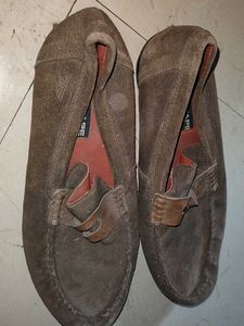Tan suede loafers