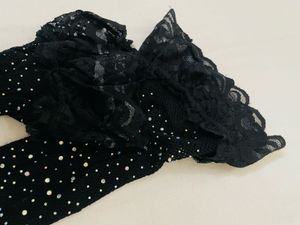 Black Fish Net Rhinestone Stockings
