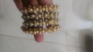 Pearl & Gold Bangle Set
