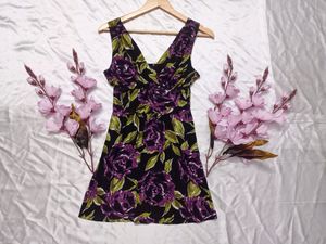 Black and Purple Floral Mini Dress/Long Top
