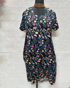Floral Print Dress Large Size Plus Freebie Earings