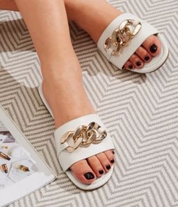 Slippers Flip Flops Branded Beige White Golden