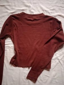 Brown Ribbed Top